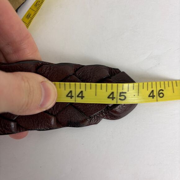 Talbots Vintage Brown Leather Woven Belt Large Brass Buckle main image 8